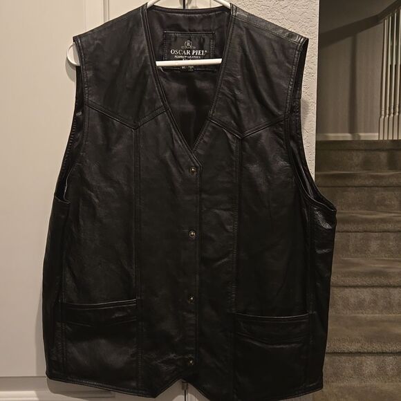 Mens American Flag Leather Vest L - Picture 2 of 4